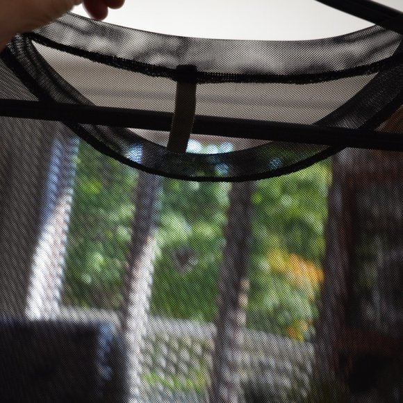 Emma & Sam Sheer Mesh Black Oversize Top Short Sleeve Womens Size XS - Picture 6 of 9